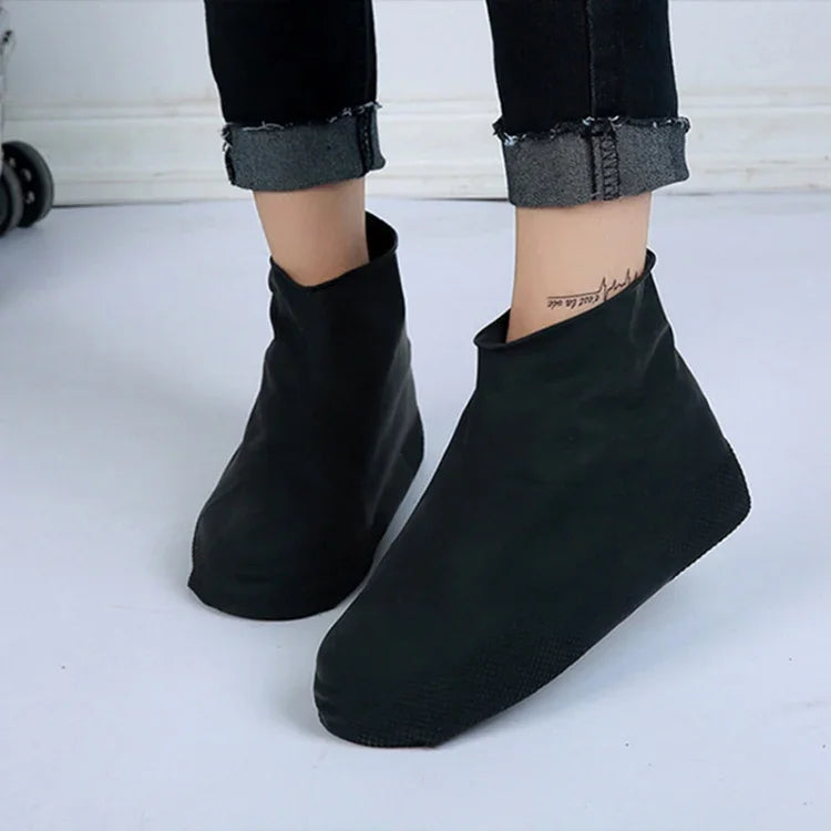 2 paires de couvre-chaussures imperméables, imperméables, semelle intérieure en silicone antidérapante réutilisable, couvre-chaussures de pluie, L