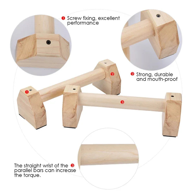 Barres parallèles simples en bois Support d'exercice inversé Support de pompes, Taille : 50cm, Support de pompes en bois