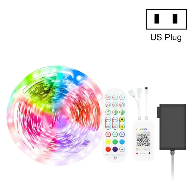 Kit Bluetooth bande lumineuse intelligente à contrôle sonore, non étanche, 5050 RGB bande LED d'ambiance colorée avec télécommande 24 touches, 5M 150 LED, 5M 300 LED, 10M 300 LED, 10M 600 LED, 15M 450 LED, 15M 270 LED, 20M 360 LED, 30M 540 LED