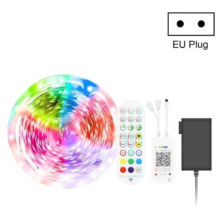 Kit Bluetooth bande lumineuse intelligente à contrôle sonore, non étanche, 5050 RGB bande LED d'ambiance colorée avec télécommande 24 touches, 5M 150 LED, 5M 300 LED, 10M 300 LED, 10M 600 LED, 15M 450 LED, 15M 270 LED, 20M 360 LED, 30M 540 LED