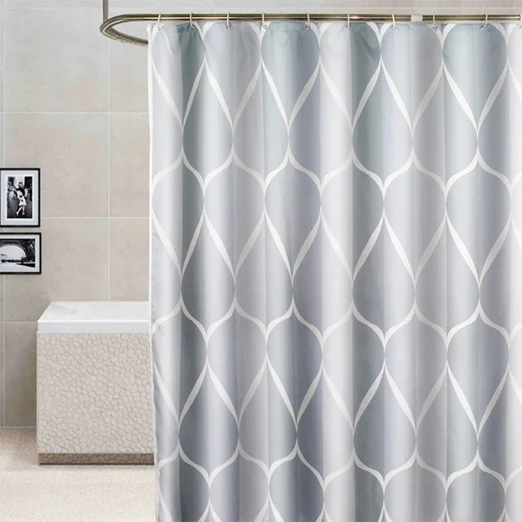 Rideau de Douche Imperméable pour Salle de Bain Motif Géométrique Gris Clair, 80x200cm, 100x200cm, 120x180cm, 200x180cm
