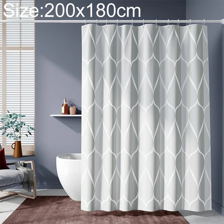 Rideau de Douche Imperméable pour Salle de Bain Motif Géométrique Gris Clair, 80x200cm, 100x200cm, 120x180cm, 200x180cm