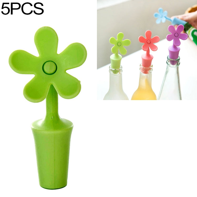 5 bouchons de vin en silicone motif fleur, bouchons de bière, 5 pièces motif fleur (vert), 5 pièces motif fleur (violet), 5 pièces motif fleur (rouge), 5 pièces motif fleur (bleu)