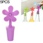 5 bouchons de vin en silicone motif fleur, bouchons de bière, 5 pièces motif fleur (vert), 5 pièces motif fleur (violet), 5 pièces motif fleur (rouge), 5 pièces motif fleur (bleu)