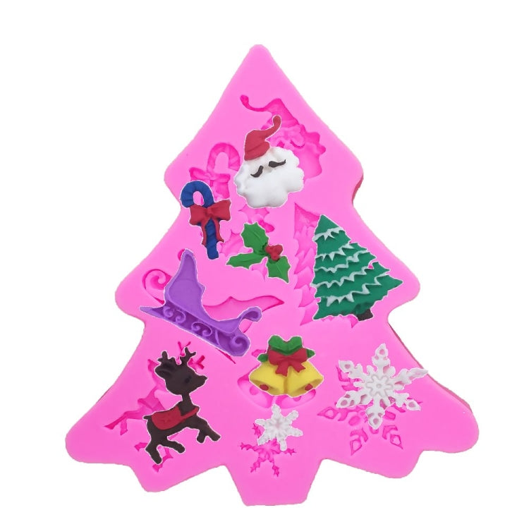 Moule en silicone pour pâte à sucre (fondant) sapin de Noël, outil de décoration pour gâteaux et biscuits au chocolat, forme de sapin de Noël