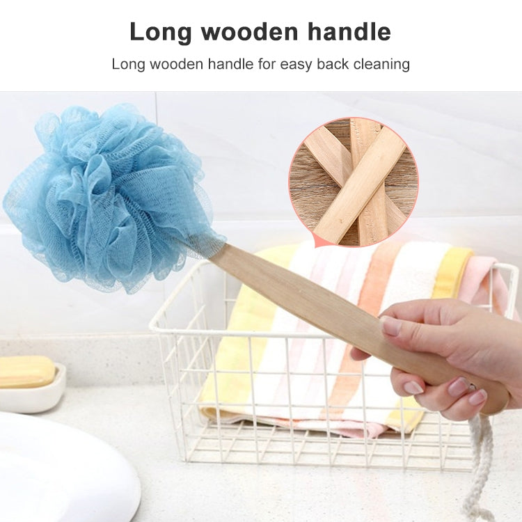 Brosse de douche exfoliante à long manche en maille souple