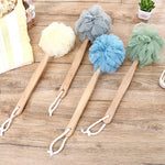 Brosse de douche exfoliante à long manche en maille souple