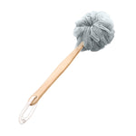 Brosse de douche exfoliante à long manche en maille souple