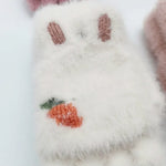 Gants Demi-Doigts pour Enfants Tricotés Chauds et Coupe-Vent en Velours sans Doigts