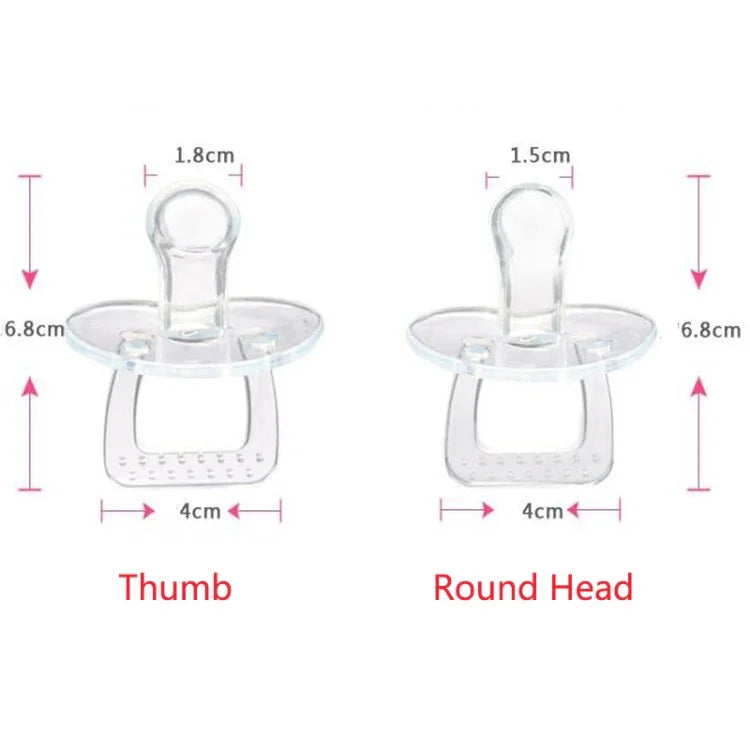 Produits pour bébés Tétine ronde transparente en silicone intégral, forme pouce, tête ronde