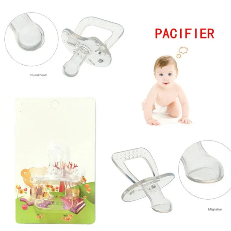 Produits pour bébés Tétine ronde transparente en silicone intégral, forme pouce, tête ronde