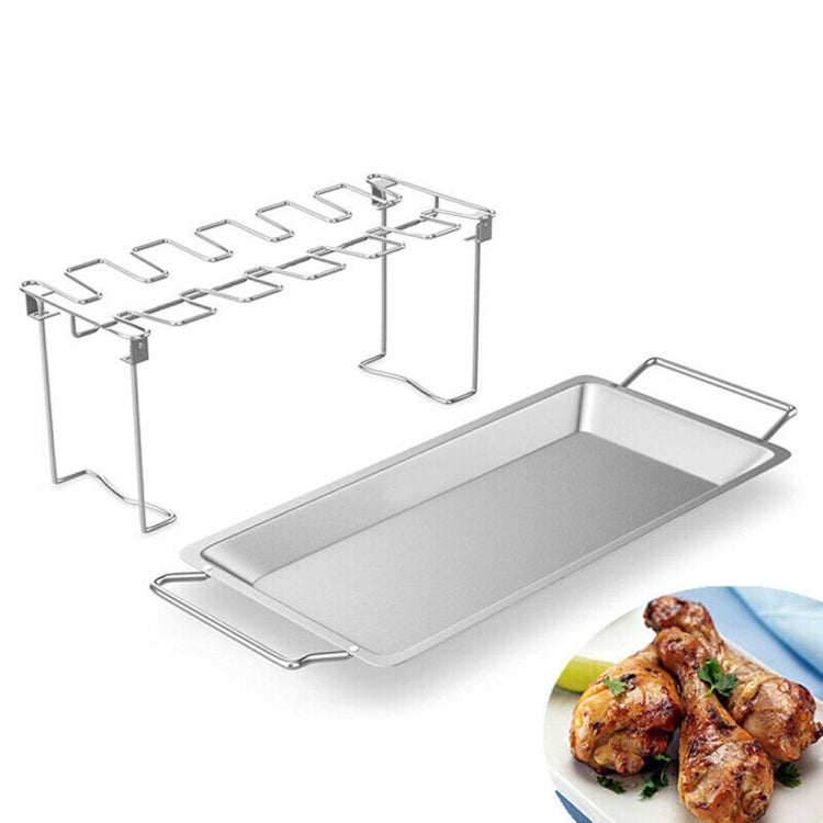 Support de cuisson pour pilons et ailes de poulet en acier inoxydable avec lèchefrite, support de barbecue