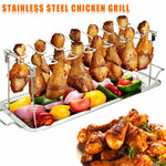 Support de cuisson pour pilons et ailes de poulet en acier inoxydable avec lèchefrite, support de barbecue