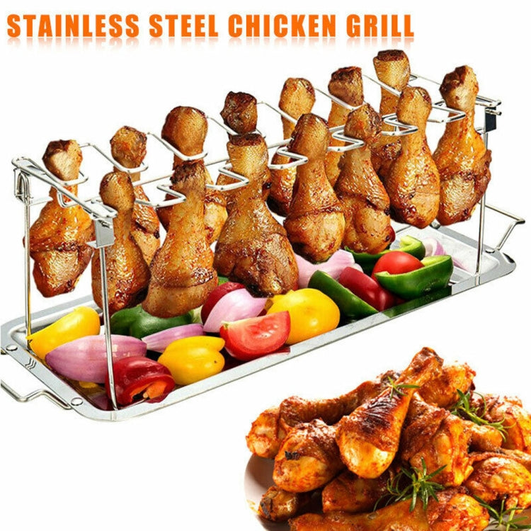 Support de cuisson pour pilons et ailes de poulet en acier inoxydable avec lèchefrite, support de barbecue