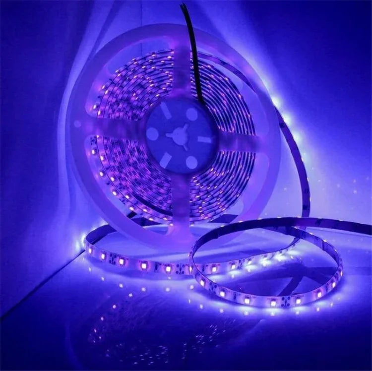 Bande lumineuse LED 2835 SMD UV violet, lampe décorative, étanche 5m, étanche 10m, carte nue 5m, carte nue 10m