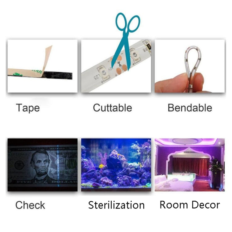 Bande lumineuse LED 2835 SMD UV violet, lampe décorative, étanche 5m, étanche 10m, carte nue 5m, carte nue 10m