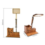 Lampe de Bureau Multifonctionnelle en Bois avec Support de Stylo Tactile USB, Lampe de Lecture Rechargeable pour Étudiants avec Protection Oculaire LED, Branchement USB sans Batterie, Recharge USB avec Batterie Intégrée