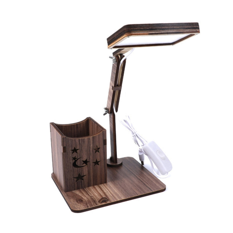 Lampe de Bureau Multifonctionnelle en Bois avec Support de Stylo Tactile USB, Lampe de Lecture Rechargeable pour Étudiants avec Protection Oculaire LED, Branchement USB sans Batterie, Recharge USB avec Batterie Intégrée