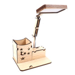Lampe de Bureau Multifonctionnelle en Bois avec Support de Stylo Tactile USB, Lampe de Lecture Rechargeable pour Étudiants avec Protection Oculaire LED, Branchement USB sans Batterie, Recharge USB avec Batterie Intégrée