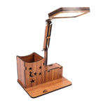 Lampe de Bureau Multifonctionnelle en Bois avec Support de Stylo Tactile USB, Lampe de Lecture Rechargeable pour Étudiants avec Protection Oculaire LED, Branchement USB sans Batterie, Recharge USB avec Batterie Intégrée