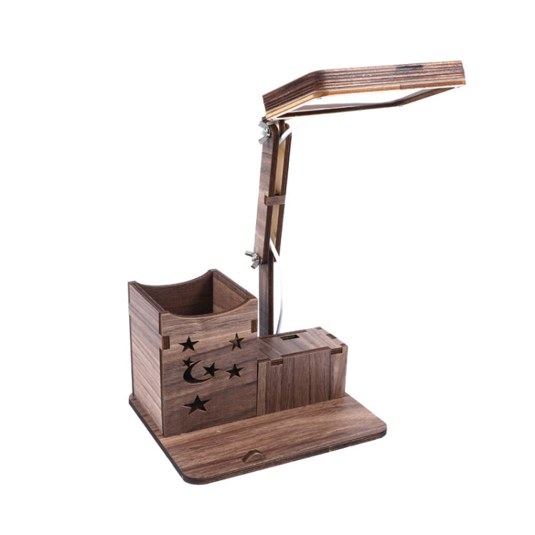 Lampe de Bureau Multifonctionnelle en Bois avec Support de Stylo Tactile USB, Lampe de Lecture Rechargeable pour Étudiants avec Protection Oculaire LED, Branchement USB sans Batterie, Recharge USB avec Batterie Intégrée