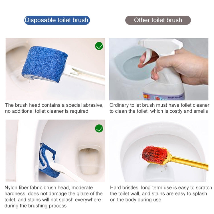 Brosse de toilettes jetable à poils souples sans zone morte, blanche, noire, bleue, verte