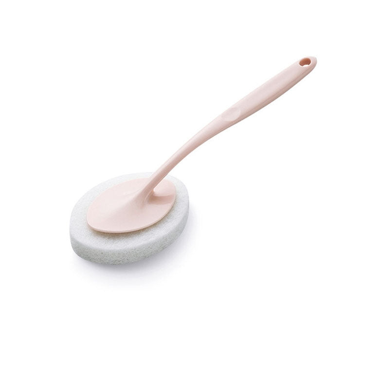 Brosse éponge de nettoyage à long manche pour salle de bain, tampon à récurer décontaminant pour carrelage de sol