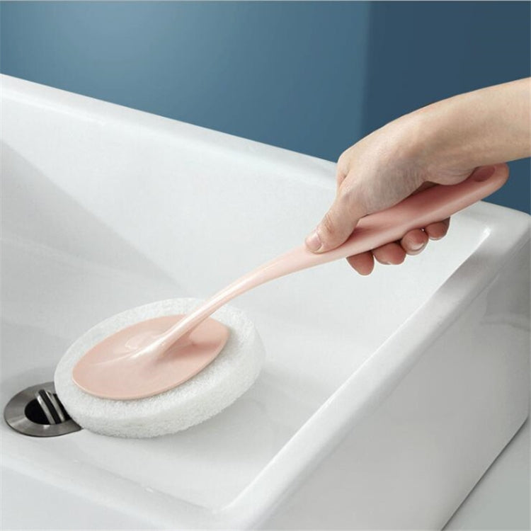 Brosse éponge de nettoyage à long manche pour salle de bain, tampon à récurer décontaminant pour carrelage de sol