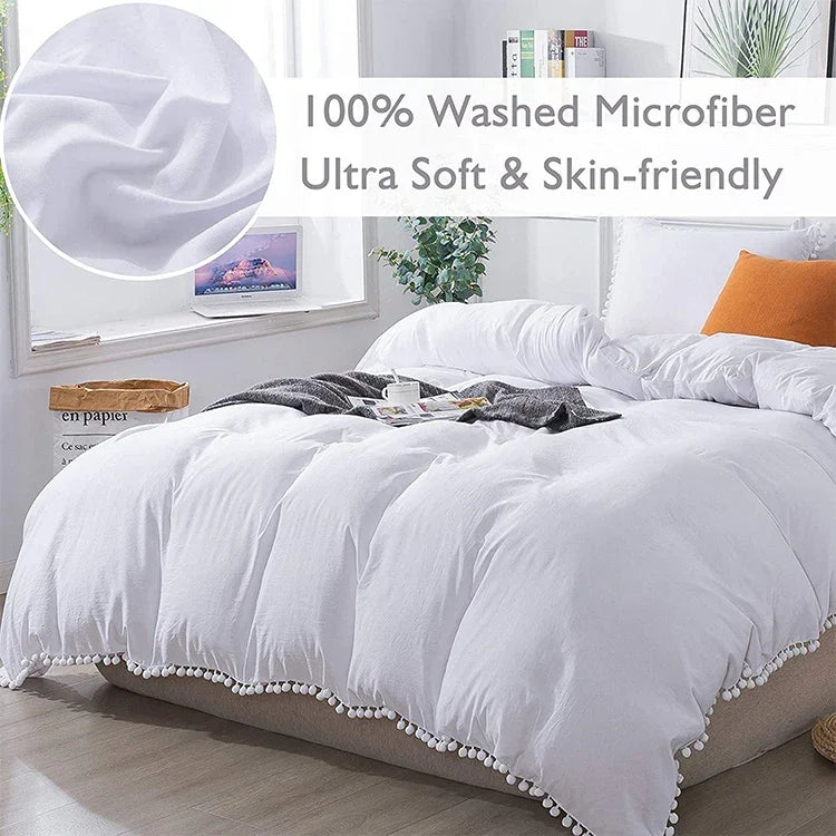Princess Bedding Sets With Washed Ball Decorative Microfiber Fabric Cover Pillowcase, Twin（One Pillowcase and One Quilt）, Queen（Two Pillowcase and One Quilt）, King（Two Pillowcase and One Quilt）