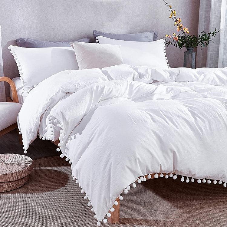 Princess Bedding Sets With Washed Ball Decorative Microfiber Fabric Cover Pillowcase, Twin（One Pillowcase and One Quilt）, Queen（Two Pillowcase and One Quilt）, King（Two Pillowcase and One Quilt）