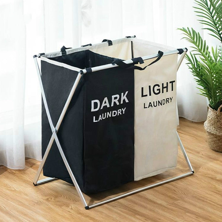 Panier à linge pliant en tissu, rembourré, étanche, en oxford, 2 compartiments noir et beige, 2 compartiments gris et beige, 3 compartiments
