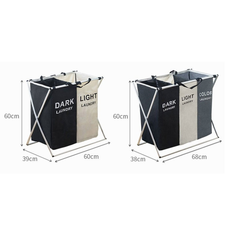 Panier à linge pliant en tissu, rembourré, étanche, en oxford, 2 compartiments noir et beige, 2 compartiments gris et beige, 3 compartiments