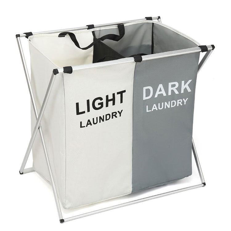 Panier à linge pliant en tissu, rembourré, étanche, en oxford, 2 compartiments noir et beige, 2 compartiments gris et beige, 3 compartiments