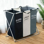 Panier à linge pliant en tissu, rembourré, étanche, en oxford, 2 compartiments noir et beige, 2 compartiments gris et beige, 3 compartiments