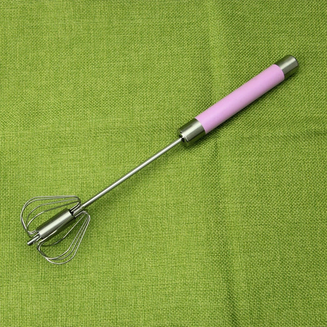 Fouet à œufs rotatif semi-automatique en acier inoxydable, 30 cm, couleur aléatoire, batteur à œufs