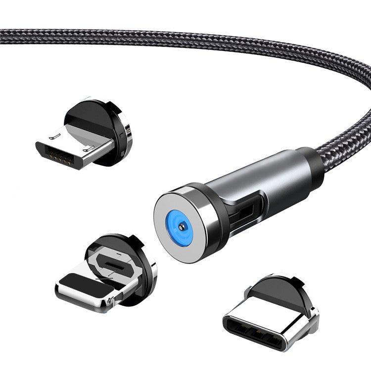 Bouchon anti-poussière rotatif magnétique CC56, longueur du câble : 2m, tête Android 2m, Micro USB 2m, tête Type-C 2m, tête 8 broches 2m, câble 2m+trois têtes, 2m + 8 broches + Type-C/USB-C + Micro USB, câble 2m