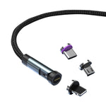 Câble de données de charge rapide magnétique rotatif à 540 degrés CC57, 1m + 8 broches + Type-C/USB-C + Micro USB + Rouge, 1m + Type-C/USB-C + Micro USB + Noir, 2m + Type-C/USB-C + Micro USB + Rouge, 2m + Type-C/USB-C + Micro USB + Noir