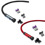 Câble de données de charge rapide magnétique rotatif à 540 degrés CC57, 1m + 8 broches + Type-C/USB-C + Micro USB + Rouge, 1m + Type-C/USB-C + Micro USB + Noir, 2m + Type-C/USB-C + Micro USB + Rouge, 2m + Type-C/USB-C + Micro USB + Noir