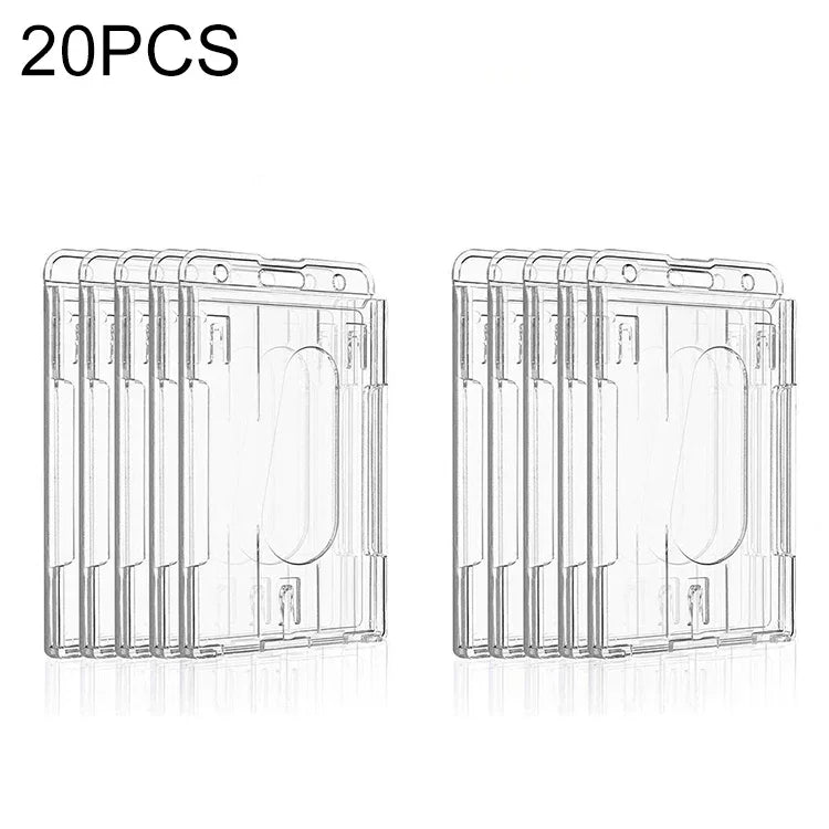 20 PCS Porte-badge carte d'identité en plastique dur moulé par injection intégré transparent double face, type vertical PS