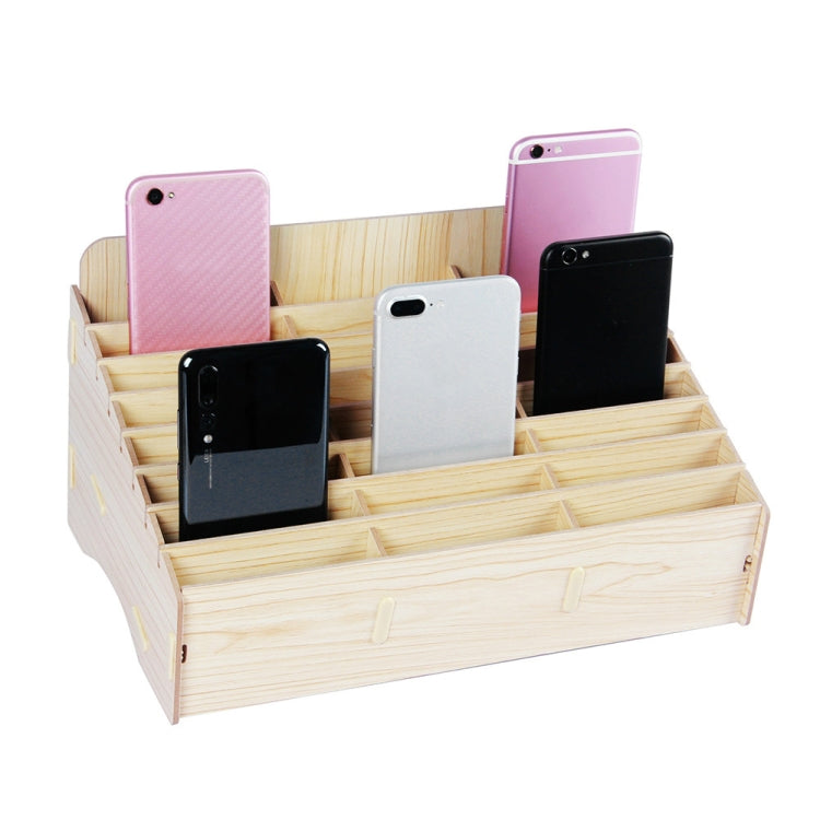 2 organiseurs de téléphone portable en bois pour conférence et salle de classe, boîte de rangement de bureau, chêne blanc, 24 compartiments