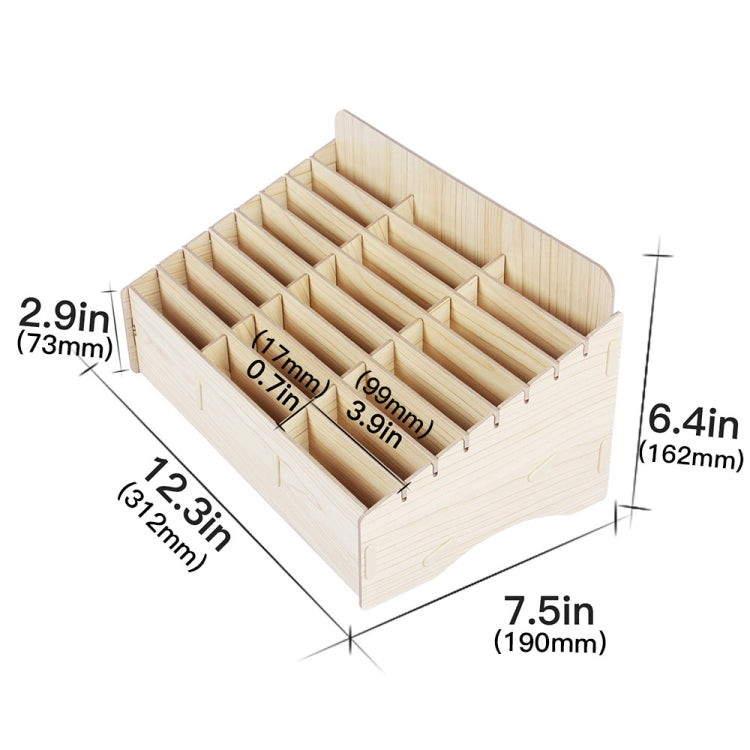 2 organiseurs de téléphone portable en bois pour conférence et salle de classe, boîte de rangement de bureau, chêne blanc, 24 compartiments