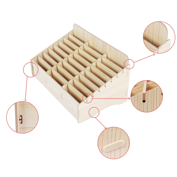 2 organiseurs de téléphone portable en bois pour conférence et salle de classe, boîte de rangement de bureau, chêne blanc, 24 compartiments