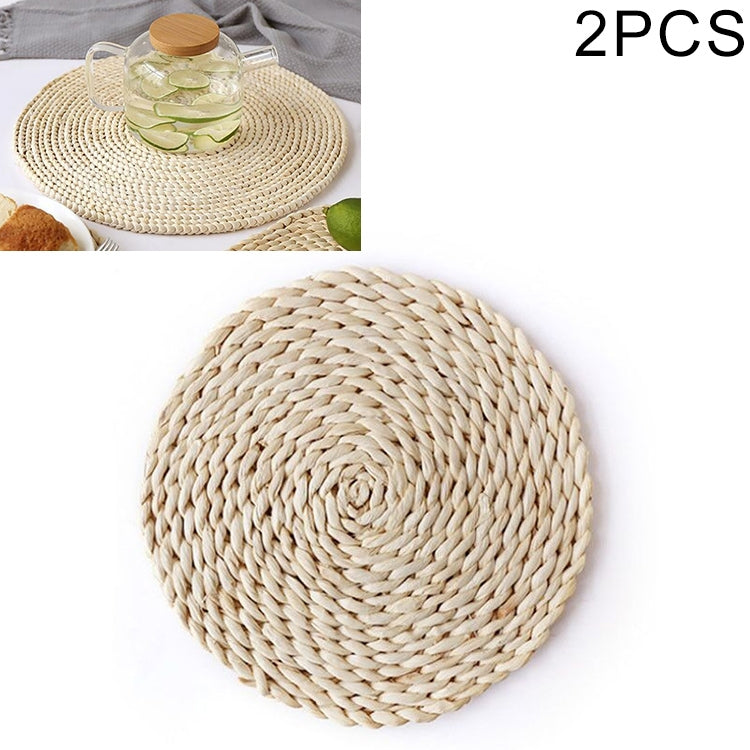 2 pièces tapis de thé isolant épaissi antidérapant en maïs naturel, dessous de plat résistant à la chaleur, dessous de verre rond 10 cm, set de table rond 22 cm, set de table rond 35 cm