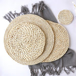 2 pièces tapis de thé isolant épaissi antidérapant en maïs naturel, dessous de plat résistant à la chaleur, dessous de verre rond 10 cm, set de table rond 22 cm, set de table rond 35 cm