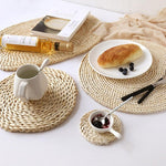 2 pièces tapis de thé isolant épaissi antidérapant en maïs naturel, dessous de plat résistant à la chaleur, dessous de verre rond 10 cm, set de table rond 22 cm, set de table rond 35 cm