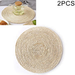 2 pièces tapis de thé isolant épaissi antidérapant en maïs naturel, dessous de plat résistant à la chaleur, dessous de verre rond 10 cm, set de table rond 22 cm, set de table rond 35 cm