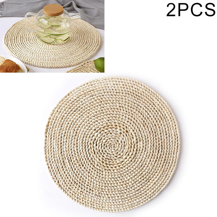 2 pièces tapis de thé isolant épaissi antidérapant en maïs naturel, dessous de plat résistant à la chaleur, dessous de verre rond 10 cm, set de table rond 22 cm, set de table rond 35 cm