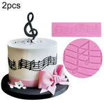 2 PCS Moule en silicone pour décoration de gâteau Note Outil de gâteau en fondant Moule de cuisson DIY, Forme Note