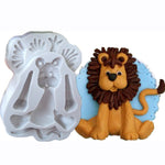 2 PCS Moules à Biscuits en Silicone en Forme d'Animal 3D pour Fondant, Forme d'Animal 3D (Lion)