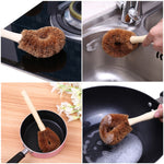 10 brosses de nettoyage de cuisine antiadhésives en fibre de coco à long manche, brosse en fibre de coco